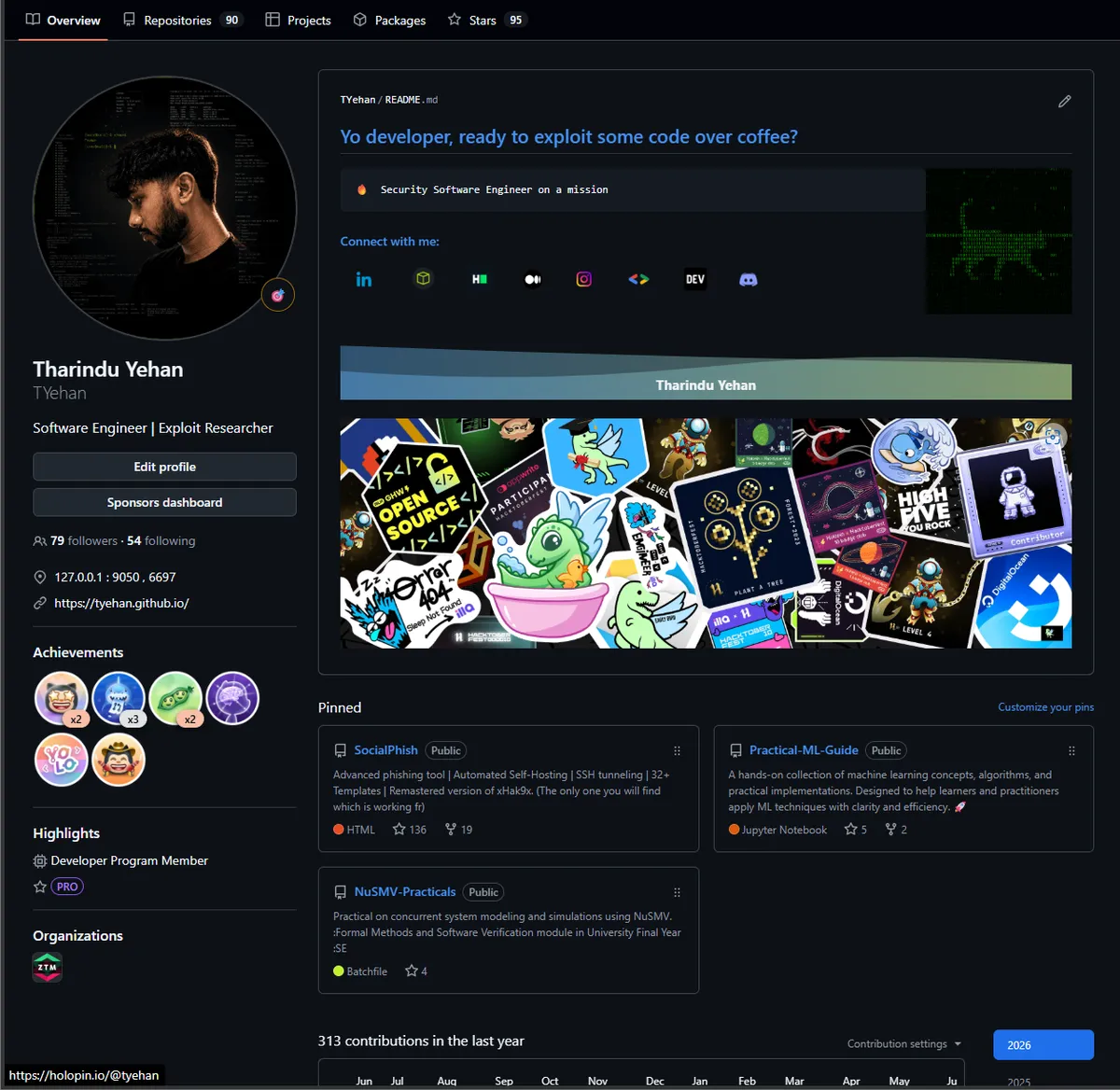 Archived capture of the TYehan GitHub profile overview